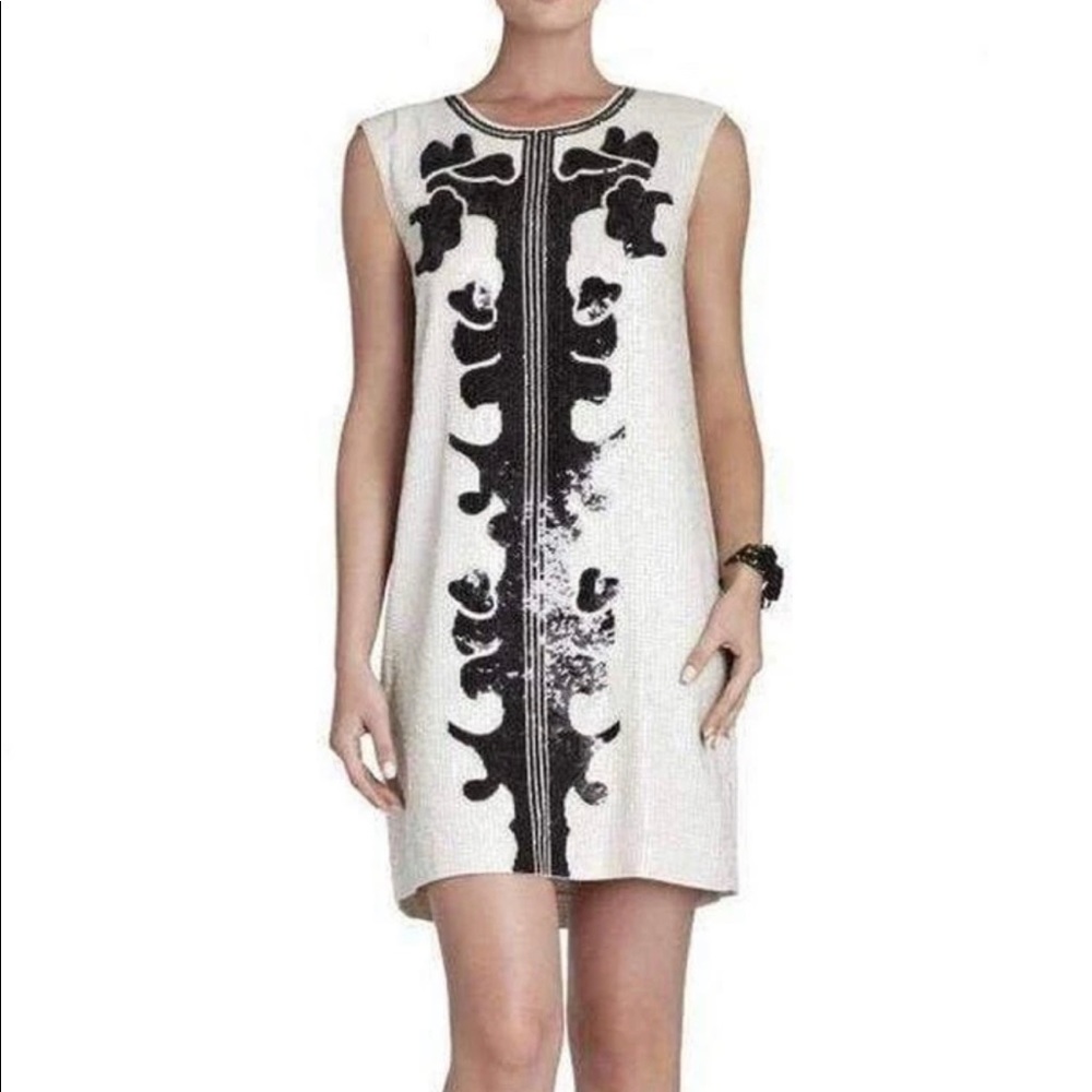 BCBGMaxAzria Geri Sequin Motif Shift Cocktail Dress Size Medium